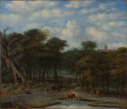 用牛清理森林`Forest Clearing with Cattle (circa 1665~1670) by Philips Koninck