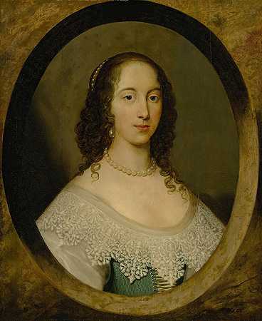一位女士的肖像`Portrait of a lady (1632) by Cornelis Jonson van Ceulen