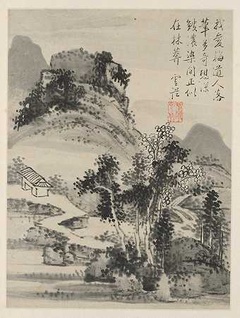季节性风景专辑，叶D（前叶2）`Album of Seasonal Landscapes, Leaf D (previous leaf 2) (1668) by Xiao Yuncong