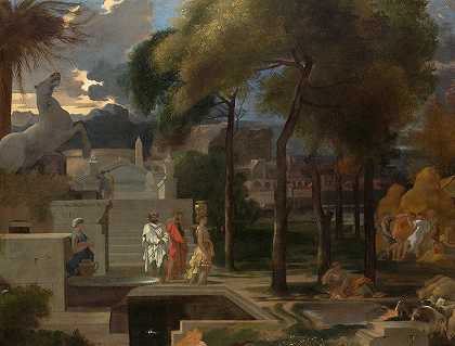 古典景观`A Classical Landscape (probably 1660s) by Sébastien Bourdon