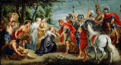 大卫会见阿比盖尔`David Meeting Abigail (about 1620s) by Peter Paul Rubens