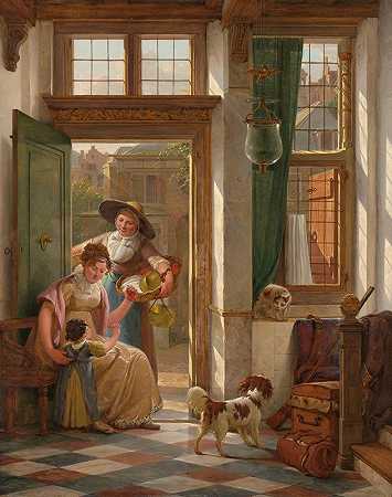 门口的樱桃小贩`A Cherry Vendor at the Door (1816) by Abraham Van Strij