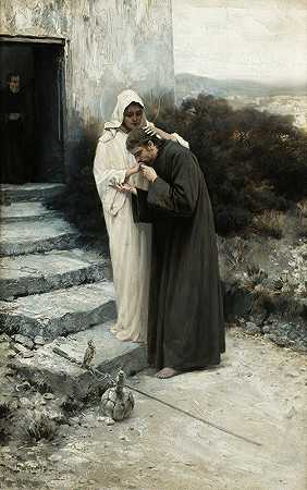 我们的夫人向基督告别`Our Lady Says Farewell to Christ (1894) by Piotr Stachiewicz
