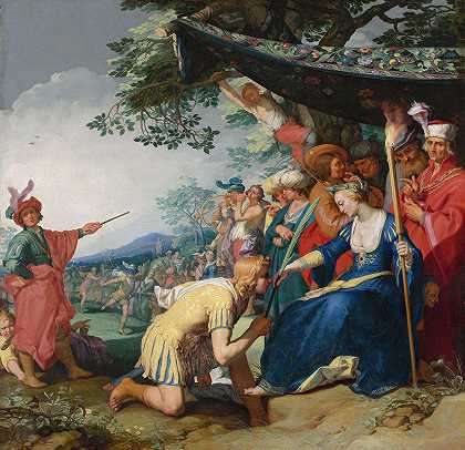 Theagenes从Chariclea手中接过荣誉之掌`Theagenes Receiving The Palm of Honour From Chariclea (1626) by Abraham Bloemaert