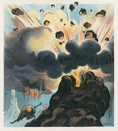 泰迪山的喷发`An eruption of Mount Teddy (1906) by Udo Keppler