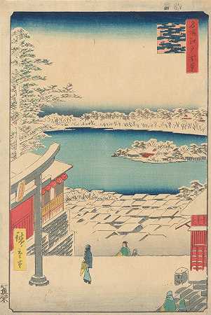 雪中的小岛`Islet in the Snow (19th century) by Andō Hiroshige