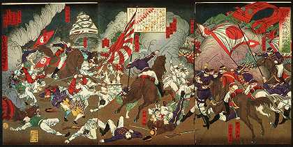 征服鹿儿岛的编年史熊本城堡附近的战斗`A Chronicle of the Subjugation of Kagoshima; Battle around Kumamoto Castle (1977) by Tsukioka Yoshitoshi