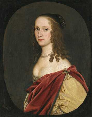 一位女士的肖像`Portrait Of A Lady (1647) by Gerard van Honthorst
