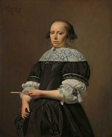 伊丽莎白·范凯塞尔（1640-1717），威廉·雅各布斯·贝尔的妻子`Elisabeth van Kessel (1640~1717), Wife of Willem Jacobsz Baert (1671) by Caesar Van Everdingen