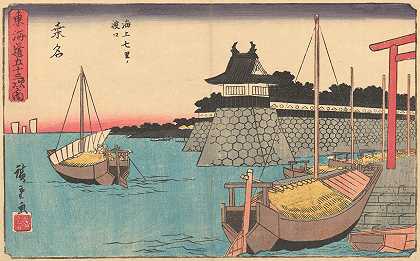 完成`Kuwana (ca. 1841–1842) by Andō Hiroshige