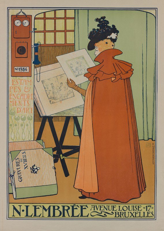 Lembreée画廊海报`Poster for the Lembrée Gallery (1897) by Theo van Rysselberghe
