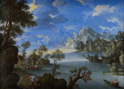 湖边风景`Paysage au bord du lac (16th century) by Joachim Patinir  