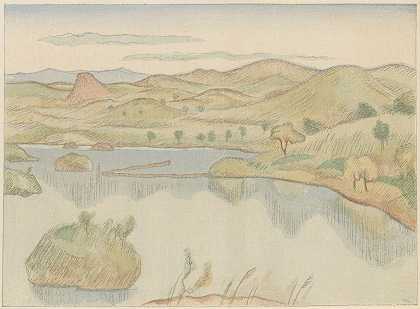 班迪桑山脚下有更多`Meer aan de voet van de Bandaisan berg (1917) by Morita Tsunetomo