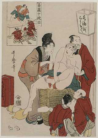 《忠心宝库》第十幕`Chushingura: Act X of The Storehouse of Loyalty (late 1790s) by Kitagawa Utamaro