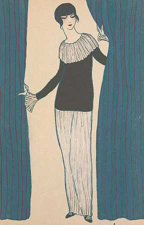 拉开窗帘`Les Rideau Qui Secarte (1912) by Georges Lepape