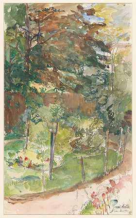 花园里的脸`Gezicht in tuin (1872 ~ 1950) by Barbara Elisabeth van Houten