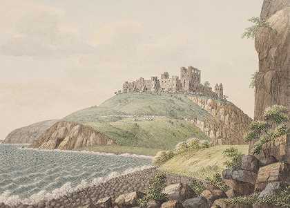 博恩霍尔姆的哈默舒斯。从南面看`Hammershus på Bornholm. Set fra sydsiden (1818 – 1819) by Søren L. Lange