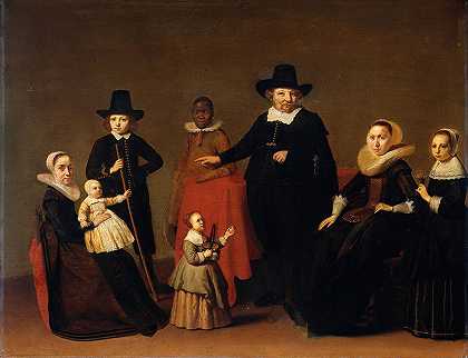 一个黑人家庭`Family Group with a black Man (c. 1631 ~ c. 1650) by Willem Cornelisz Duyster