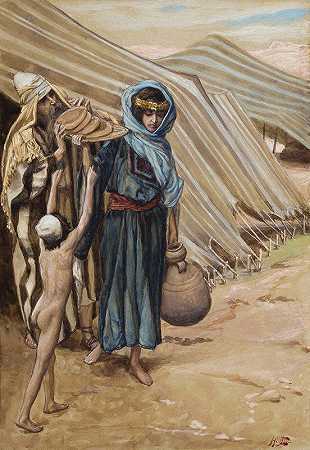 夏甲离开亚伯拉罕`Hagar Departeth From Abraham (c. 1896~1902) by James Tissot