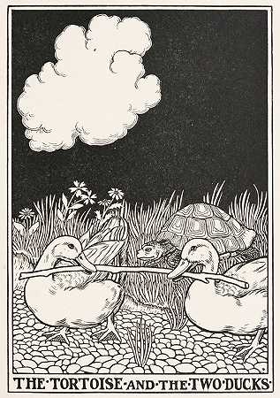 乌龟和两只鸭子`The Tortoise and the Two Ducks (1900) by Percy J. Billinghurst