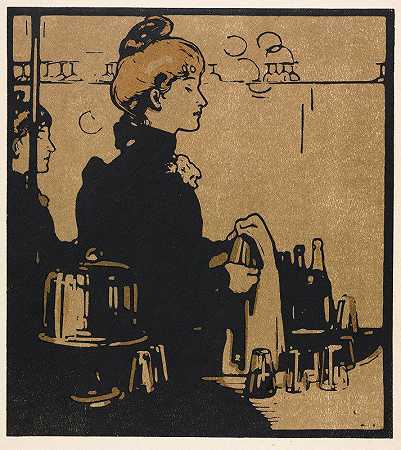 伦敦式酒吧女招待`London Types,Barmaid (1898) by William Nicholson