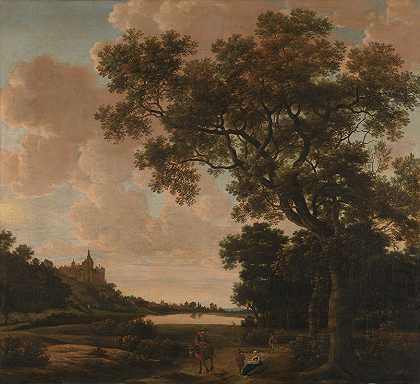 克利夫斯施瓦南堡风景区`Landscape with the Schwanenburg, Cleves (c. 1650 ~ c. 1655) by Joris van der Haagen