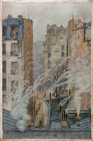 L巴黎缅因大道14号。Gassendi街42号6楼景观`LAvenue du Maine XIVe Paris. vue du 6e étage du nº42 de la rue Gassendi (1919) by Félix Brard