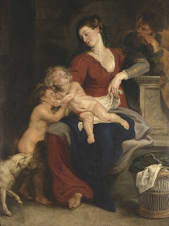 带着篮子的神圣家庭`The Holy Family with the Basket (circa 1616~1617) by Peter Paul Rubens