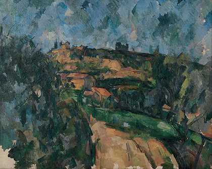 路的拐弯处在西门德劳夫斯山顶`Bend Of The Road At The Top Of The Chemin Des Lauves (1904~1906) by Paul Cézanne