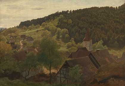 巴登埃伯斯坦堡风景区`Landscape from Ebersteinburg in Baden (1876) by Hans Gude