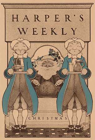 哈珀这是每周一次的圣诞节`Harpers weekly, Christmas (1896) by Maxfield Parrish