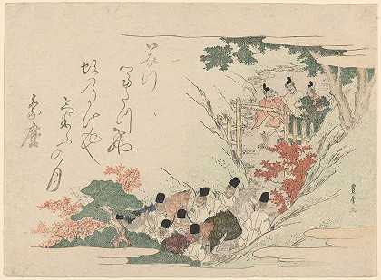 在山口骑马的人`Men with Horses in Mountain Pass (late 18th century – early 19th century) by Utagawa Toyohiro