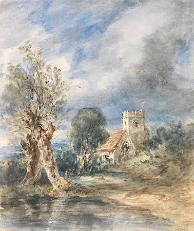 斯托克波格斯教堂`Stoke Poges Church (1834) by John Constable