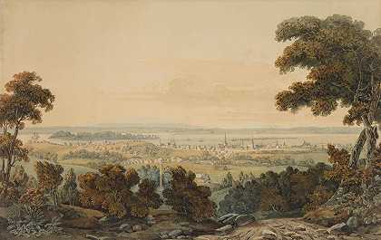从蒙特利尔山上俯瞰圣劳伦斯河`Montreal from the Mountain and View of the St. Lawrence River (1803 or 1804) by Edward Walsh