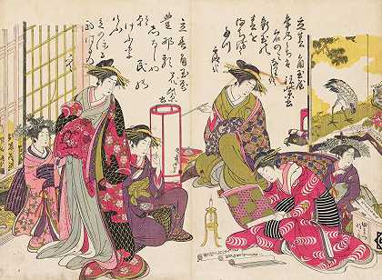 Shin bijin awase jihitsu kagami，Pl.4`Shin bijin awase jihitsu kagami, Pl.4 (1784) by Santō Kyōden