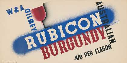 W和A。吉尔贝澳大利亚鲁比肯勃艮第`W and A . Gilbey Australian Rubicon Burgundy (1933) by Edward McKnight Kauffer