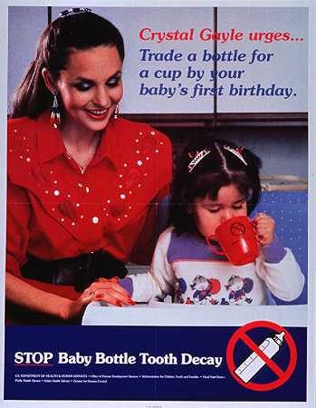 克里斯托·盖尔。。用瓶子换杯子`Crystal Gayle urges..trade a bottle for a cup by your babys first birthday (1988) by your baby;s first birthday by U.S.. Department of Health & Human Services