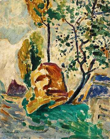 树木和岩石`Tree And Rock (C. 1907) by Alfred Henry Maurer