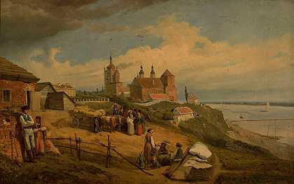 Płock景观`View of Płock (1852) by Wojciech Gerson
