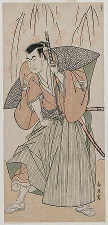 站在樱桃树下的武士小野松一世`Onoe Matsusuke I as a Samurai Standing Beneath a Cherry Tree (late 1780s) by Katsukawa Shun;ei