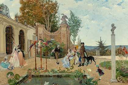 在博格斯别墅`At the Villa Borghese (1876) by Lorenzo Valles
