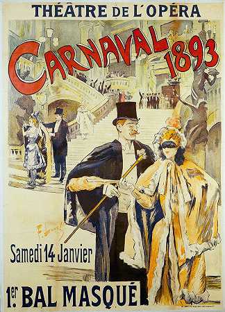 L和剧院1893年歌剧狂欢节`Theater De Lopera Carnaval 1893 (1893) by Ferdinand Lunel
