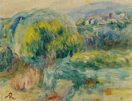 滨海卡涅斯附近的景观`Paysage aux environs de Cagnes~Sur~Mer (1912~13) by Pierre-Auguste Renoir