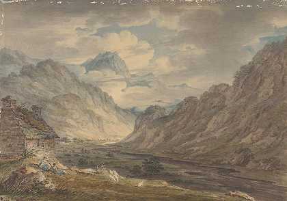 湖区盖茨加思代尔盖茨加思农场的霍尼斯特山口`The Honister Pass from Gatesgarth Farm, Gatesgarthdale, Lake District (1789–1804) by Edward Dayes