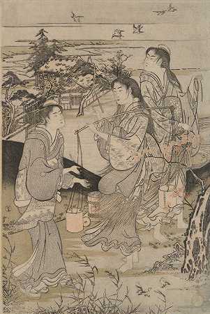 基伊省的科亚和木须省的野田六条塔马河`Koya in the province of Ki~I and Noda in the province of Mutsu ; Six Tama Rivers (1787) by Kubo Shunman