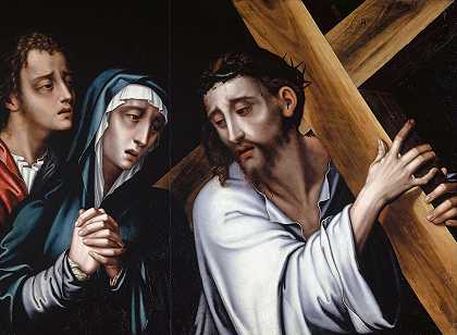 带着圣母和圣约翰十字架的基督`Christ Carrying the Cross with the Virgin and Saint John (1570)