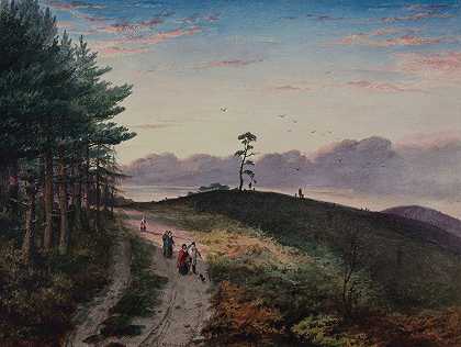 科夫顿山公路`Road Over Cofton Hill (1850~1880) by Elijah Walton