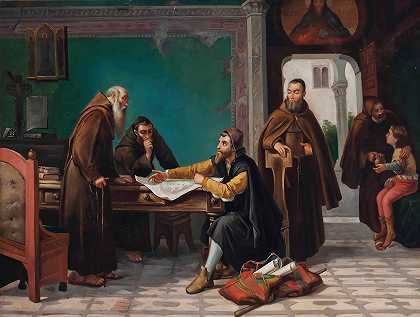 克里斯托弗·哥伦布在拉比达修道院`Christopher Columbus at the Monastery of Rabida (19th Century) by Italian School