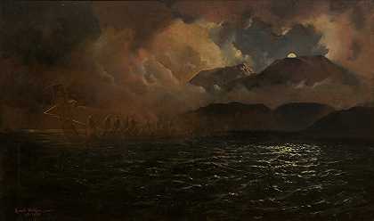 幽灵独木舟——塔拉韦拉湖的传说`The Phantom Canoe~ A Legend of Lake Tarawera (1888) by Kennett Watkins