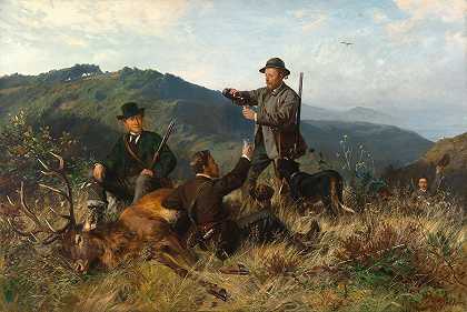成功的狩猎`A Successful Hunt by Carl Friedrich Deiker